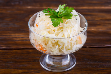  Fermented cabbage with parsley in glass cremana