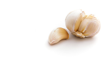 garlic is isolated white background and copy space