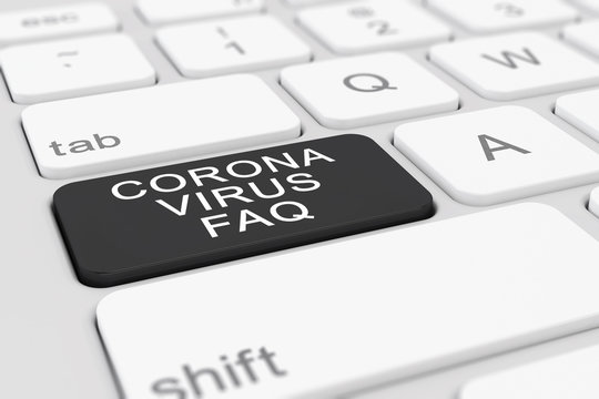 3d Illustation - Tastatur - Coronavirus - FAQ - Covid-19 - SARS-CoV-2