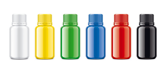 Set of Colored Bottles. Non Transparent version. 