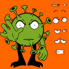 covid19 virus cartoon expressions collection set8