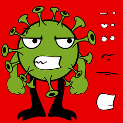 covid19 virus cartoon expressions collection set7
