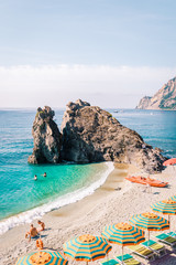pebble beach Monterosso on vacation Cinque terre Monterosso al Mare pebble beach Cinque Terre,...