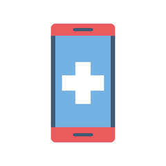 Fototapeta premium Isolated cross inside smartphone flat style icon vector design