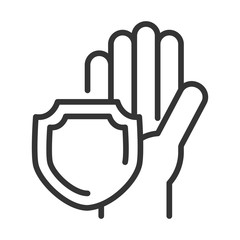 virus covid 19 pandemic hand shield protection line style icon