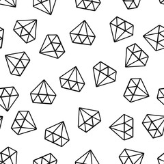 Seamless pattern of hand drawn diamonds. Doodle gem stones vector background. Easy to edit template for fabric, textile, wrapping paper, etc.