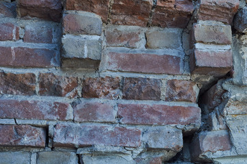 old brickwork in an ancient house of the last century