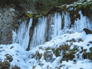 frozen waterfall in winter season