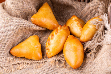 Pastries, cakes with potatoes, cabbages and mushrooms
