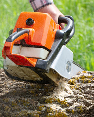 Work by professional chain saw.