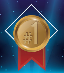 medal award with one number