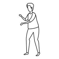 young man line style icon vector illustration design