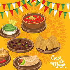 cinco de mayo celebration card with mexican food