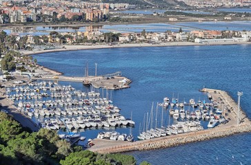 Obraz premium Touristic marina in Cagliari, Sardinia, Italy