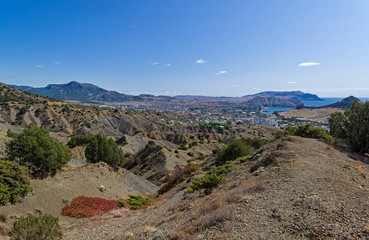 Clay ravines at the foot of the mountains.