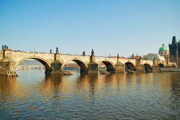PRAGUE, CZECH REPUBLIC - March 09th, 2014: View of the Charles Bridge in Prague