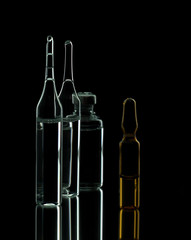 Medical drug in ampoules. Medicines for injection.