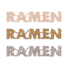 Ramen Text Noodles design. Vector Illustration for Graphic Design, Template Ramen vector Illustration. Isolated on white background. 