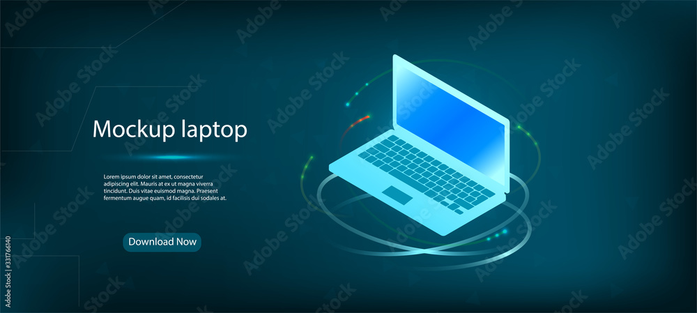Wall mural laptop from different angles. the layout of the universal device. 3d realistic laptop presentation i