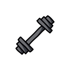 barbell doodle icon, vector illustration