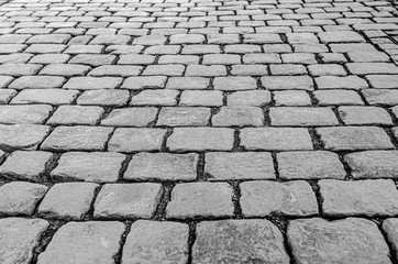 Brick stone street road.