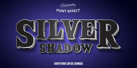 Silver Shadow text, 3d editable font effect