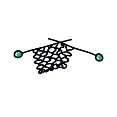 knitting doodle icon, vector illustration