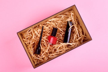 Make up concept idea, flat lay photo.