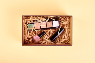 Make up concept idea, flat lay photo.