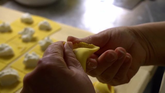 Close up of the packaging of handmade tortellini