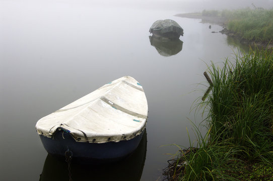 Anglerboot, Boot im Nebel