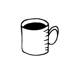 hand-drawn vector illustration, element without background, mug for camping