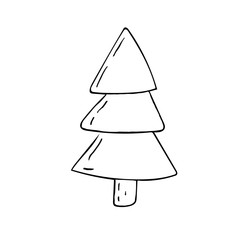 hand-drawn vector illustration, element without background, Christmas tree from the forest