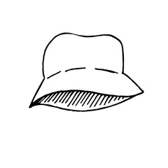 hand-drawn vector illustration, element without background, sun panama for camping