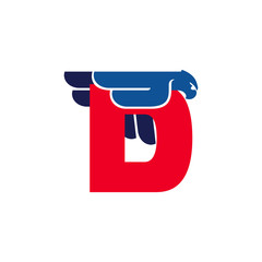D letter logo with flying eagle.
