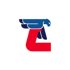 L letter logo with flying eagle.