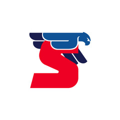 S letter logo with flying eagle.