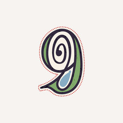 Number nine logo in true celtic knot-spiral style.