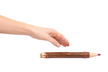 Big wooden pencil, learning supply.