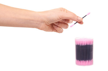 Black and pink ear stick cleaner.