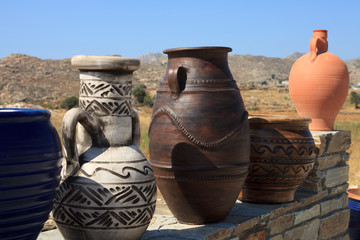 Naxos / Greece - August 25, 2014: Greek souvenirs in Naxos, Cyclades Islands, Greece