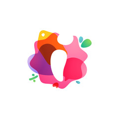 Letter I logo with Sale icons. Overlapping watercolor negative space font.