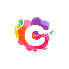 C letter logo with Sale icons. Overlapping watercolor negative space font.