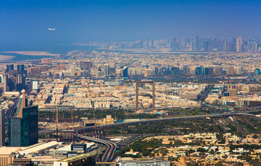 Dubai cityscape, aerial view. UAE