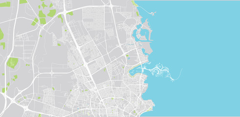 Urban vector city map of Umm Salal Muhammad, Qatar