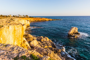 a beach at sunset in Ayia Napa, Cyprus