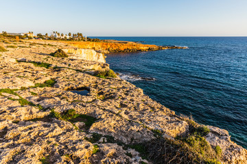 Fototapeta na wymiar a beach at sunset in Ayia Napa, Cyprus