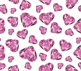 seamless pattern with pink hearts diamond 