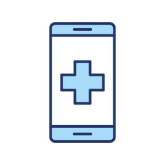 Obraz premium Isolated cross inside smartphone line and fill style icon vector design
