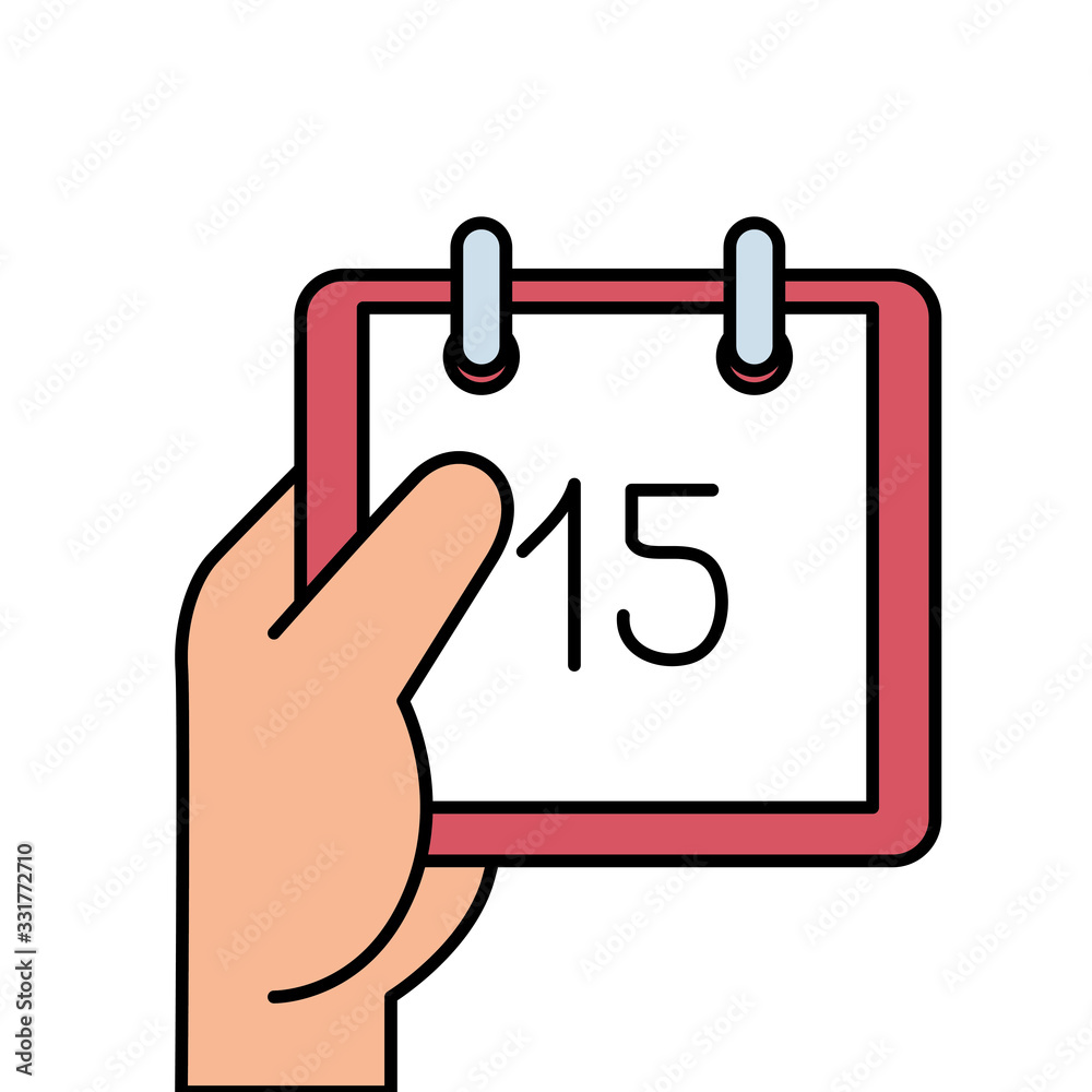 Poster hand with calendar reminder date isolated icon vector illustration design